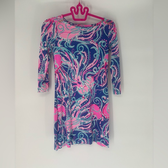 Lilly Pulitzer Colorful 3/4 Sleeve Mini Shirt Dress - Picture 1 of 6
